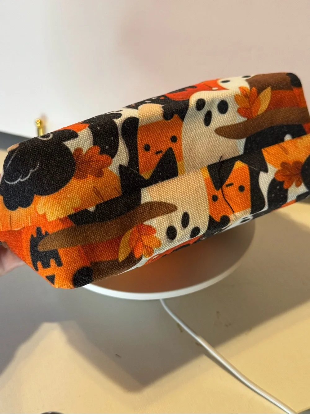 Halloween Pumpkin & Ghost Cosmetic Bag - Orange, NWOT